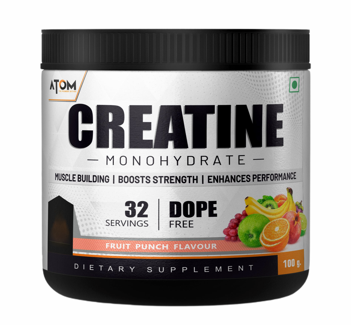 ATOM Creatine Monohydrate | Dope Free | Enhances Performance | Promotes Muscle Gains