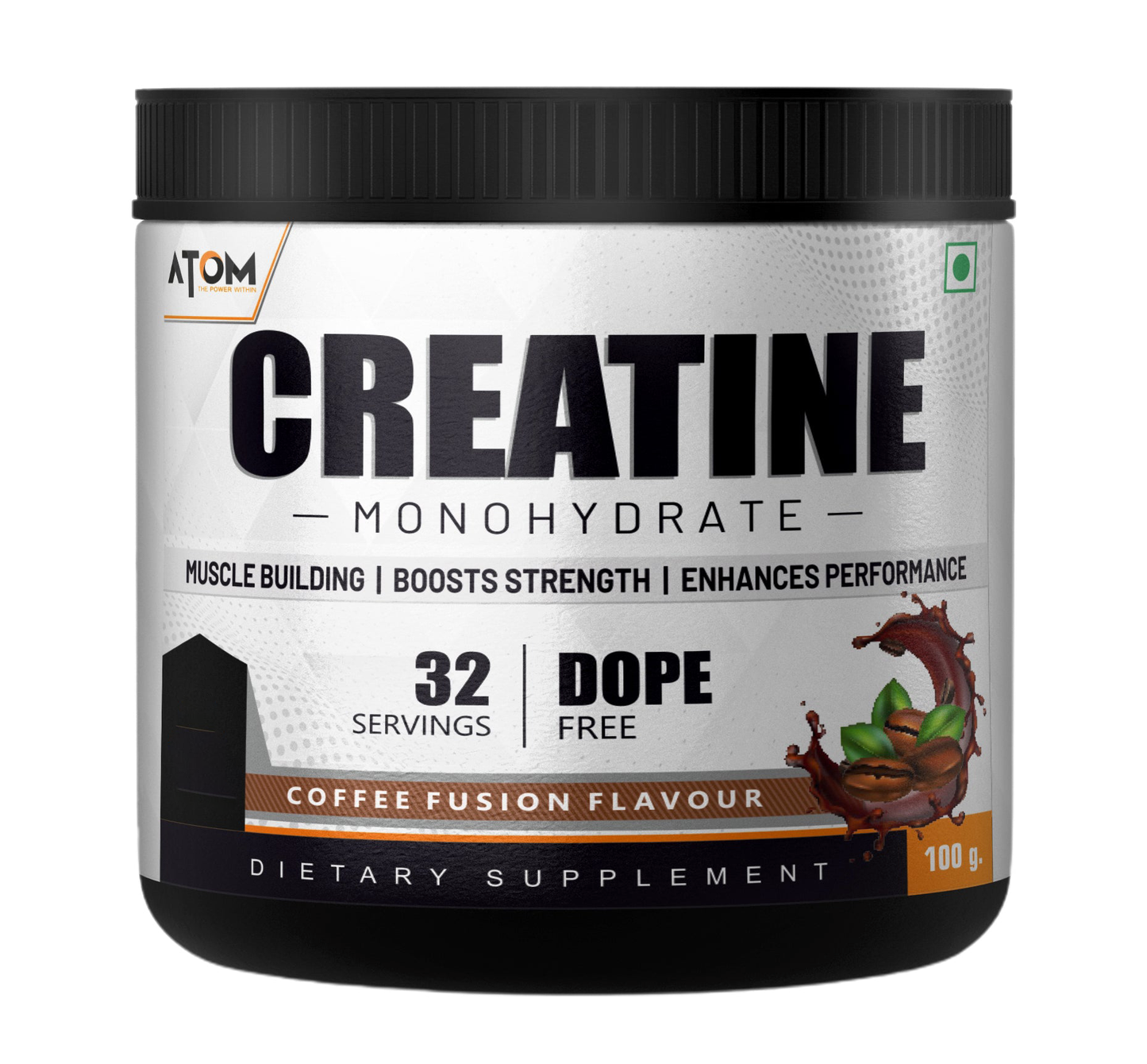 ATOM Creatine Monohydrate | Dope Free | Enhances Performance | Promotes Muscle Gains