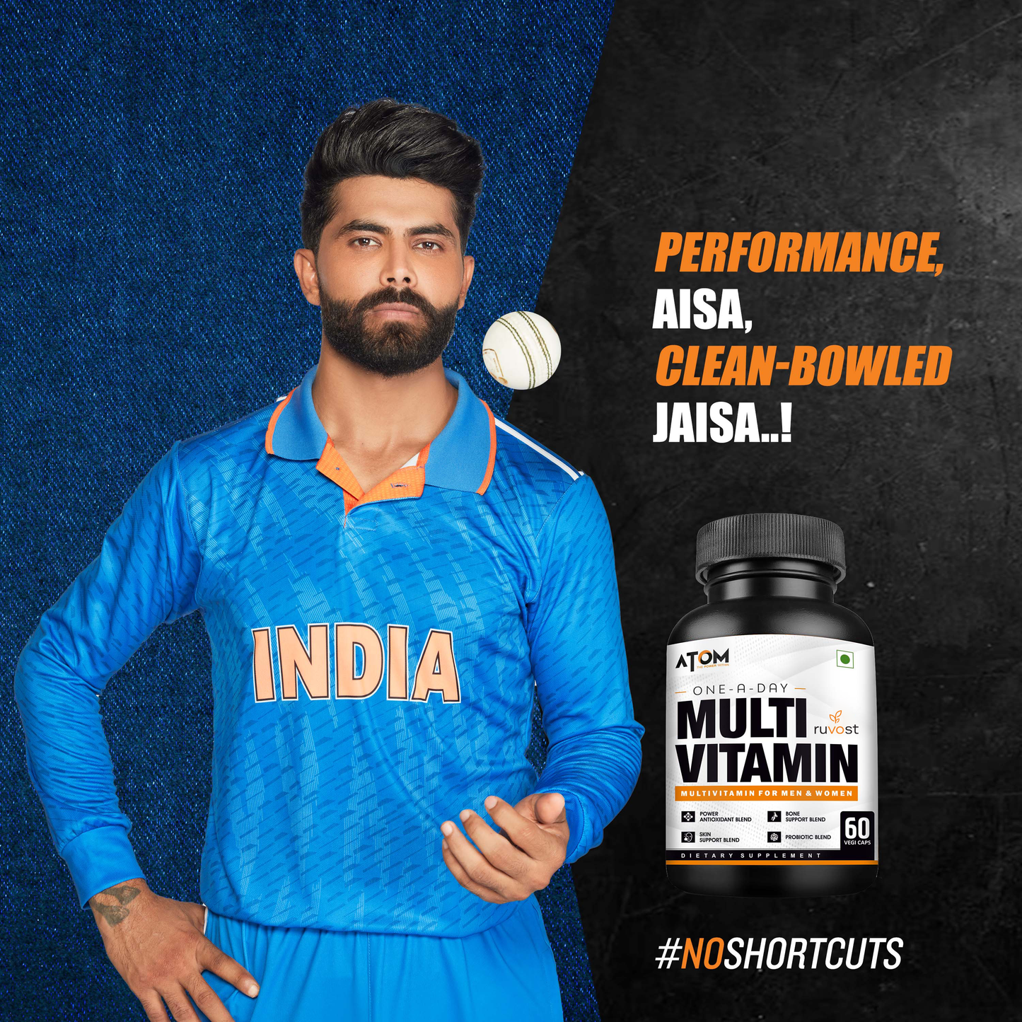 ATOM Multivitamin for Men & Women - 60 capsules | 31 Vital Nutrients | With Probiotic Blend